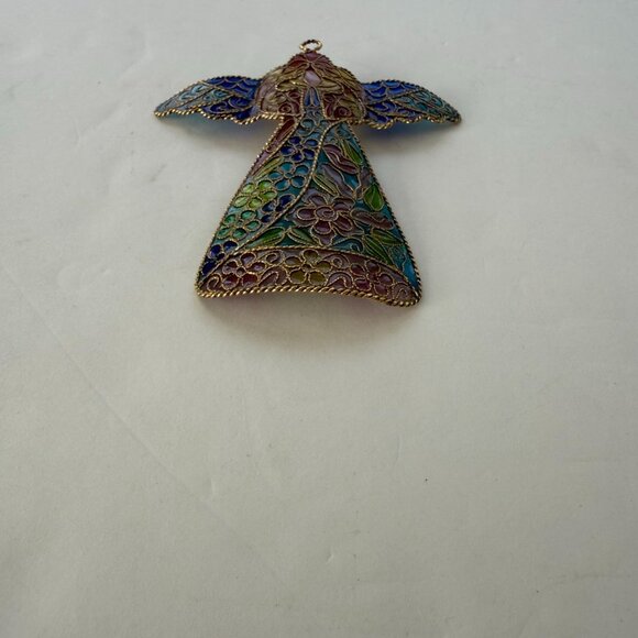 Stained Glass Angel Ornament With Floral Design Multicolor 4.25" - Picture 3 of 4